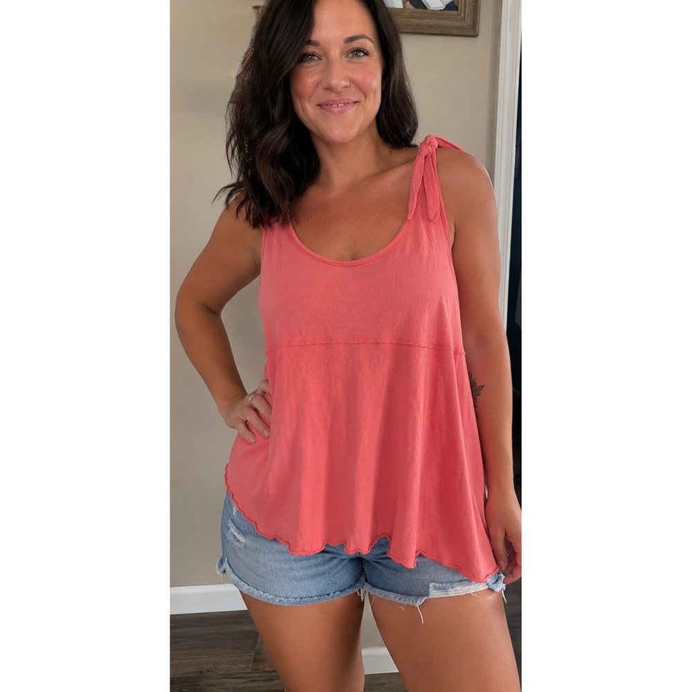 Anthropologie Pure + Good Coral Tie Shoulder Tank Top – Size MP Petite – NWT